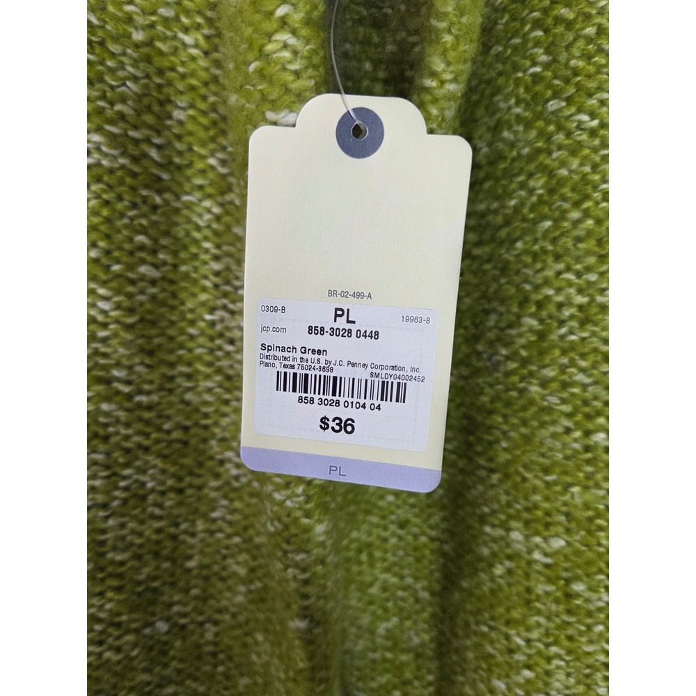 ST JOHN'S BAY Petite large Green Marled V-Neck Cable Knit Sweater - Picture 3 of 7